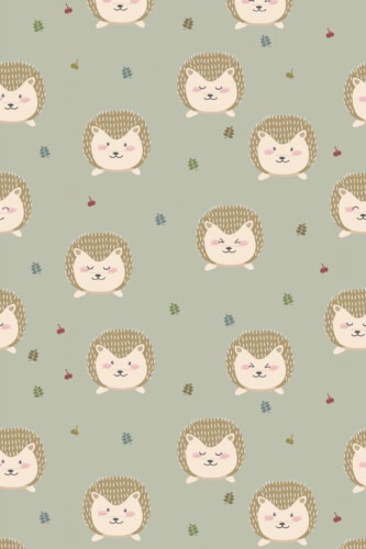 Pattern repeat of Hedgehog animal print removable wallpaper design