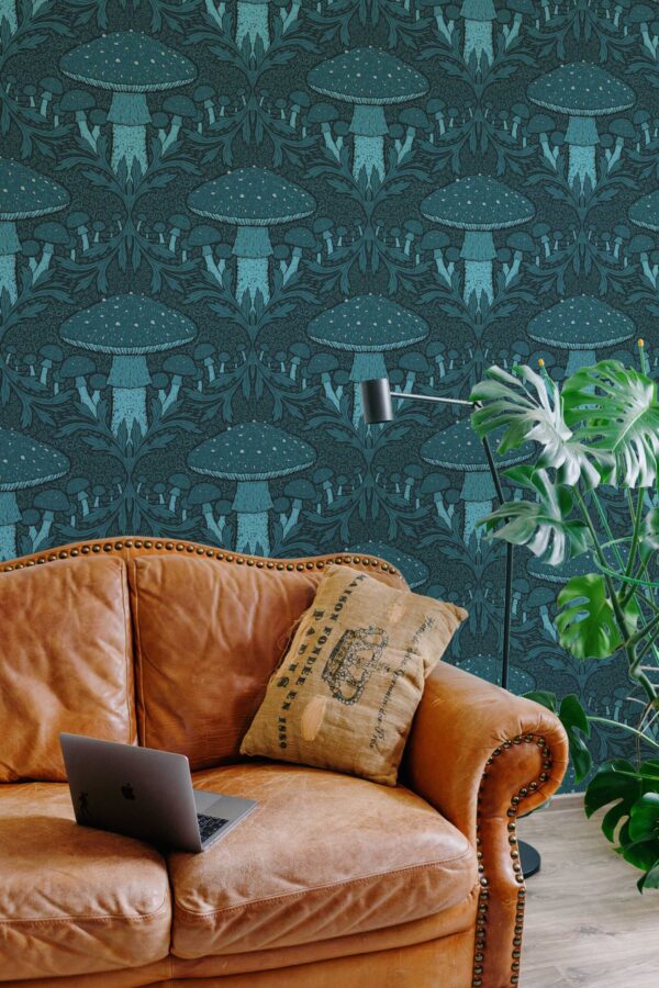 Fancy Walls Heritage Mushroom Blue Elegant removable wallpaper