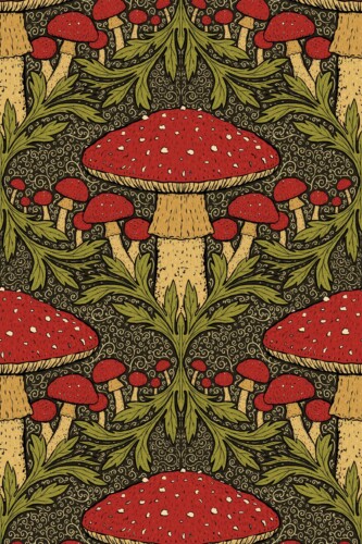 Fancy Walls Heritage Mushroom Red Green Lush traditional wallpaper
