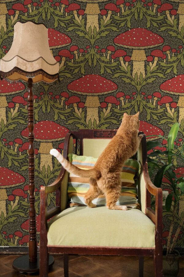 Fancy Walls Heritage Mushroom Red Green Lush removable wallpaper