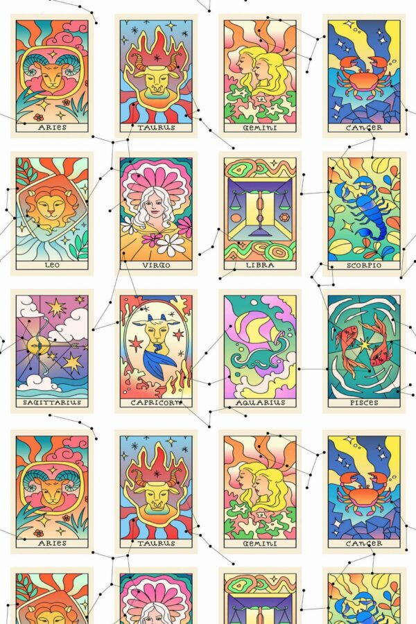 Pattern repeat of Horoscope removable wallpaper design