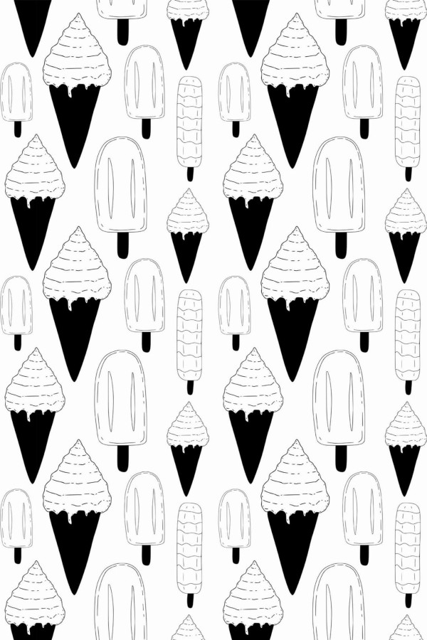 Pattern repeat of Ice cream removable wallpaper design