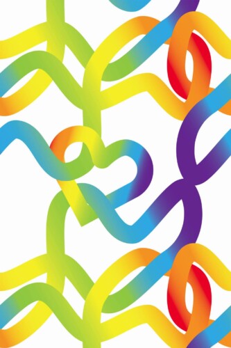 Pattern repeat of Intertwined rainbow removable wallpaper design