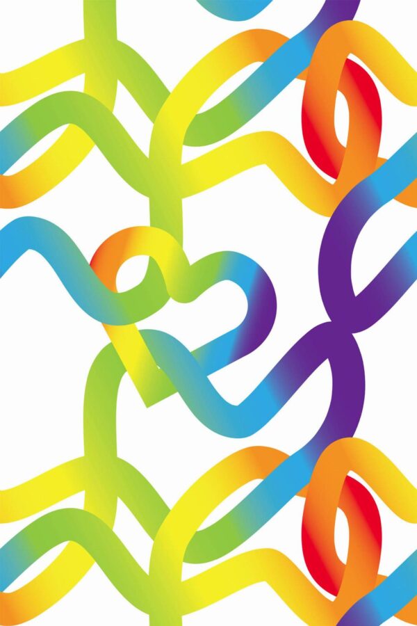 Pattern repeat of Intertwined rainbow removable wallpaper design