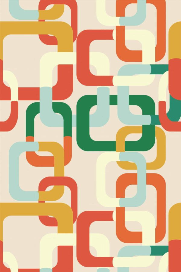 Pattern repeat of Intertwined retro removable wallpaper design