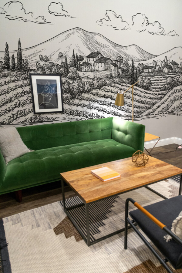 Fancy Walls removable wall mural Italian farmhouse drawing