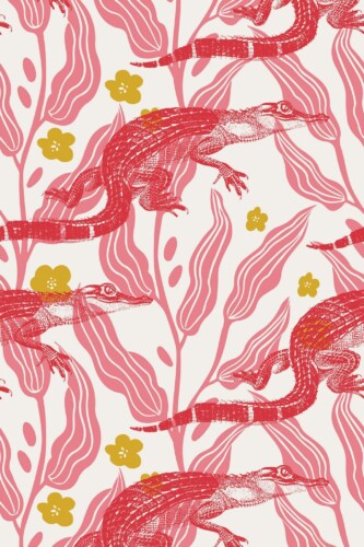 Pattern repeat of Jungle Crocodile removable wallpaper design