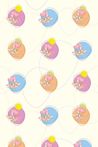 Fancy Walls Beige Dog wallpaper for Kids room walls in Cute Kawaii style self-adhesive wallpaper.