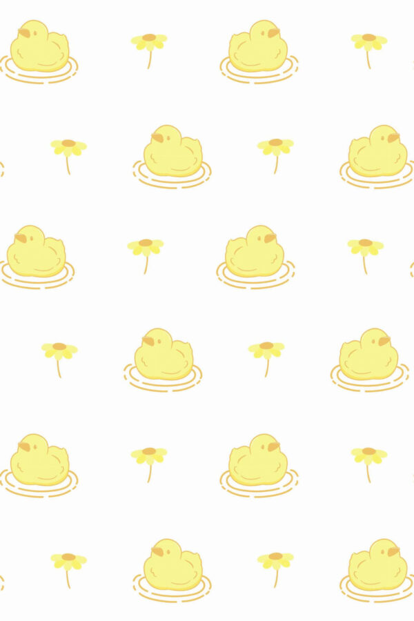Pattern repeat of Kawaii ducks removable wallpaper design