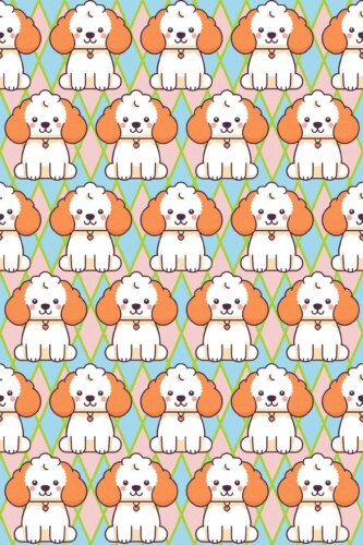 Fancy Walls Orange Dog wallpaper for Kids room walls in Cute Kawaii style traditional wallpaper.