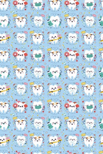 Pattern repeat of Kids Dentist Salon removable wallpaper design