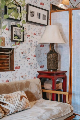 Southwestern style living room decorated with Kids doctor peel and stick wallpaper