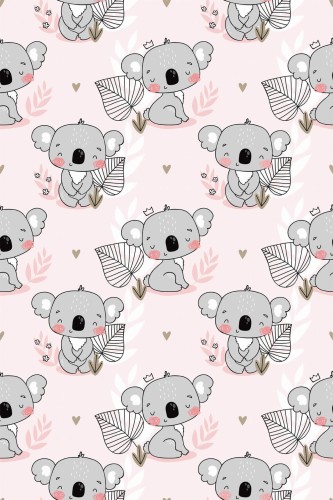 Pattern repeat of Koala removable wallpaper design