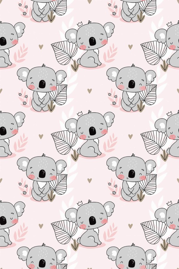 Pattern repeat of Koala removable wallpaper design
