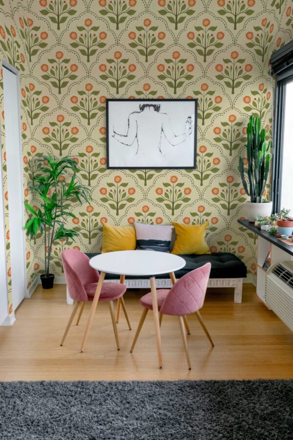 Fancy Walls Lantana Beige Classic peel and stick wallpaper