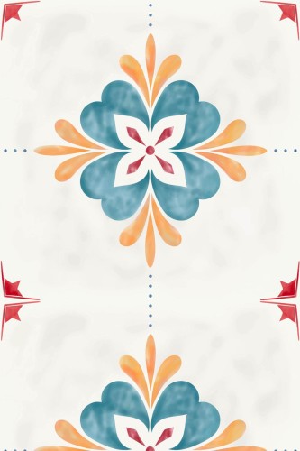 Pattern repeat of Large ornamental tile removable wallpaper design