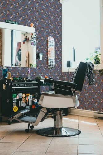 Traditional Barber's Purple Panache wallpaper from Fancy Walls