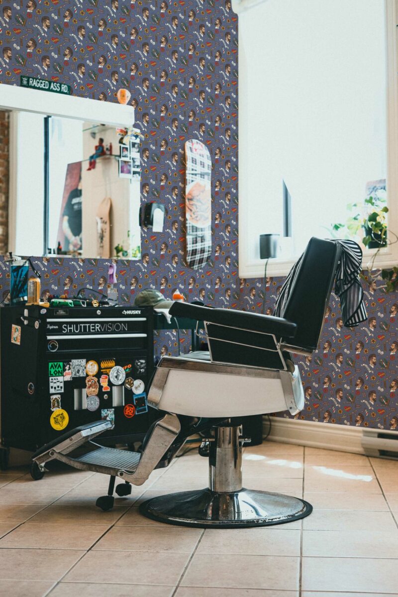 Traditional Barber's Purple Panache wallpaper from Fancy Walls