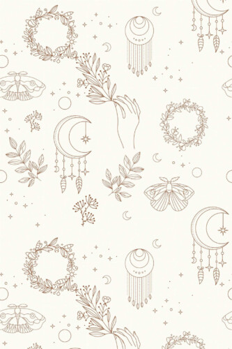 Pattern repeat of Light bohemian removable wallpaper design