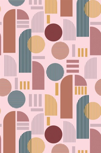 Pattern repeat of Light boho arch removable wallpaper design