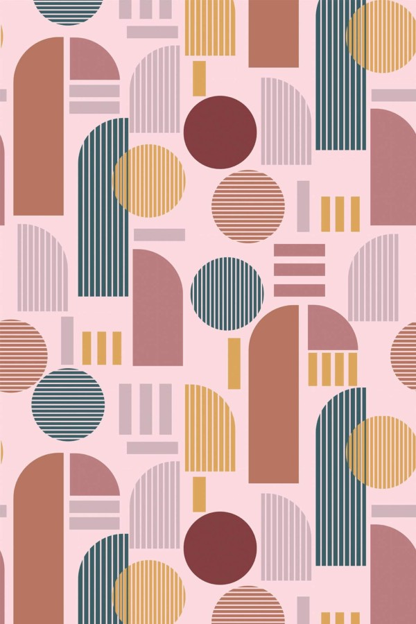 Pattern repeat of Light boho arch removable wallpaper design