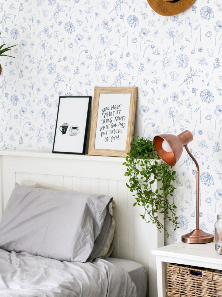 Seamless floral peel stick wallpaper