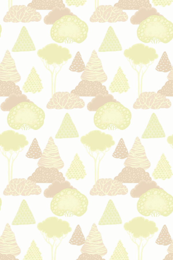 Pattern repeat of Light Forest in Beige removable wallpaper design
