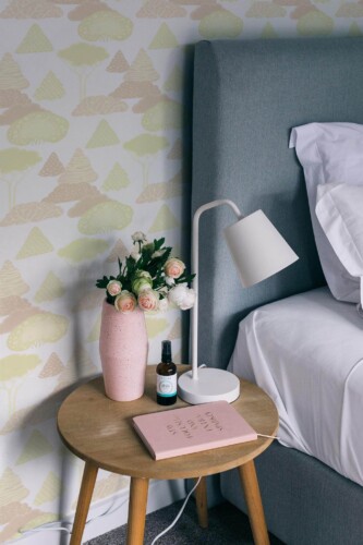 Rustic style bedroom decorated with Light forest peel and stick wallpaper