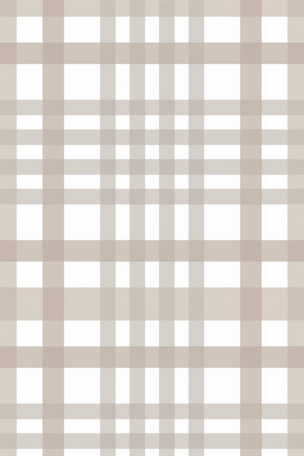 Pattern repeat of Light neutral plaid removable wallpaper design