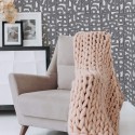 Boho style living room decorated with Line art pattern peel and stick wallpaper
