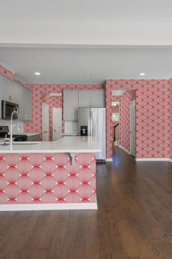 Minimal scandinavian style kitchen decorated with Lined kitchen backsplash peel and stick wallpaper