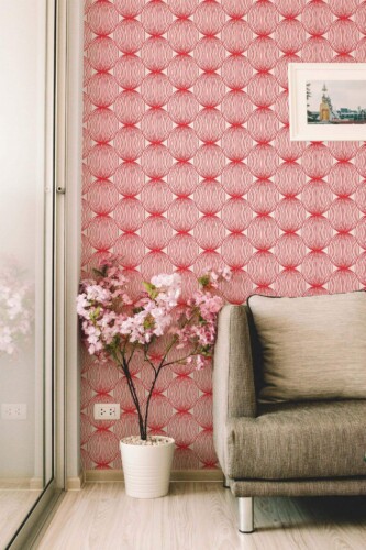 Modern farmhouse style living room decorated with Lined kitchen backsplash peel and stick wallpaper