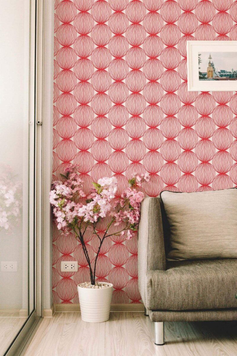 Modern farmhouse style living room decorated with Lined kitchen backsplash peel and stick wallpaper