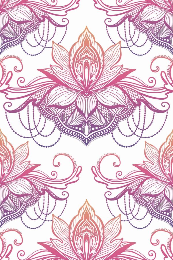 Pattern repeat of Lotus removable wallpaper design