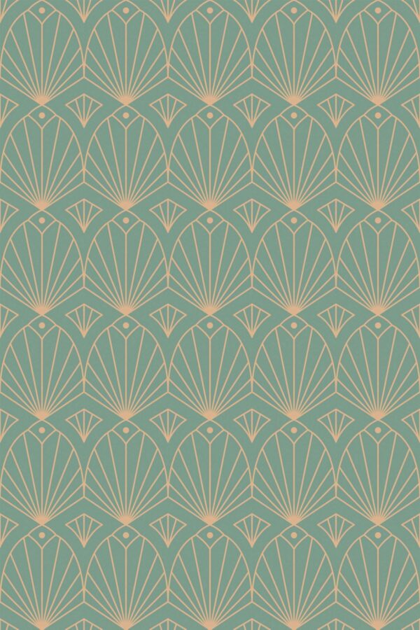 Beautiful green geometric Art Deco wallpaper for bar walls by Fancy Walls