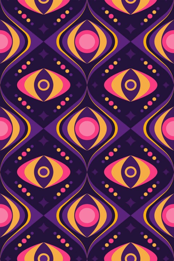 Pattern repeat of Magical retro removable wallpaper design