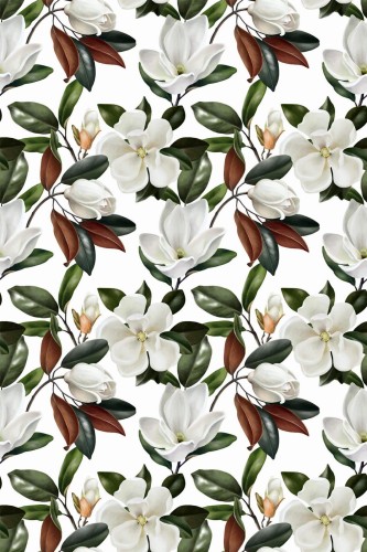 Pattern repeat of Magnolia removable wallpaper design