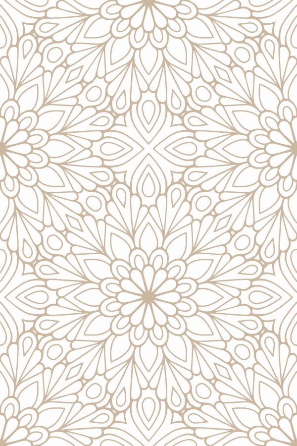 Pattern repeat of Mandala flower removable wallpaper design