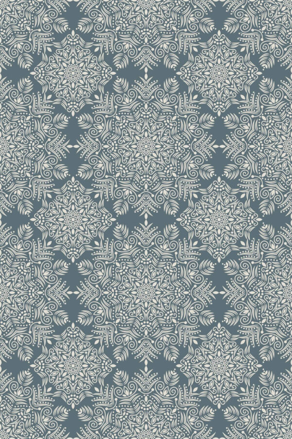 Pattern repeat of Mandala yoga removable wallpaper design