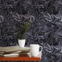 Scandinavian style accent wall decorated with Marble abstract peel and stick wallpaper