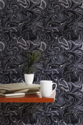 Scandinavian style accent wall decorated with Marble abstract peel and stick wallpaper