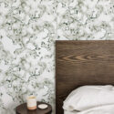 Farmhouse style bedroom decorated with Marble kitchen peel and stick wallpaper