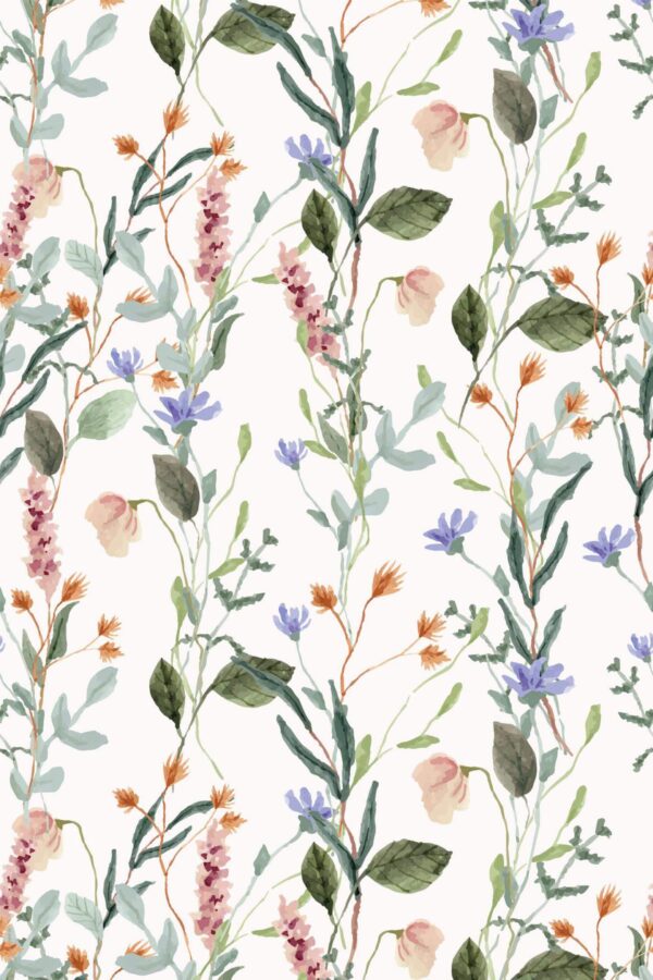Pattern repeat of Meadow Mix removable wallpaper design