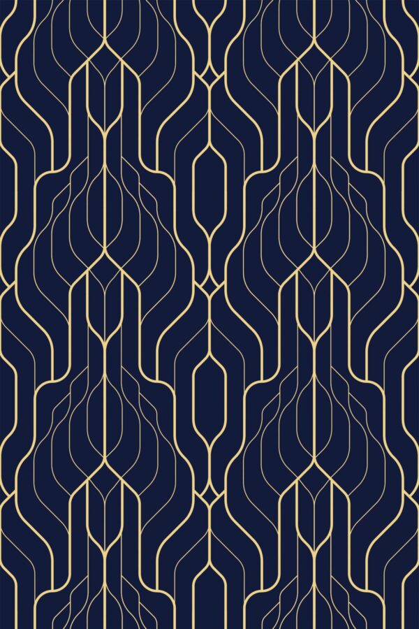 Dark Blue Art Deco unpasted wallpaper by Fancy Walls