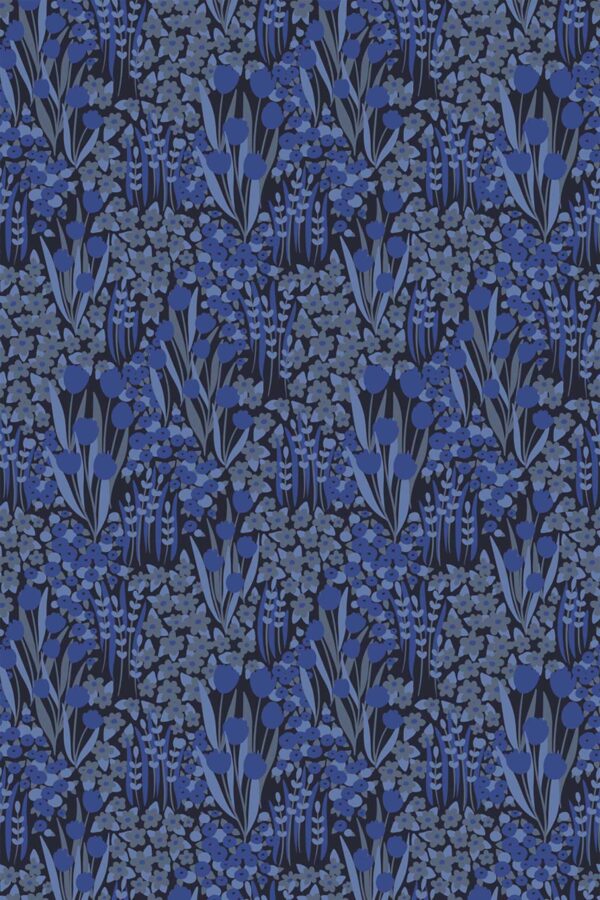 Fancy Walls peel and stick wallpaper in blue floral design