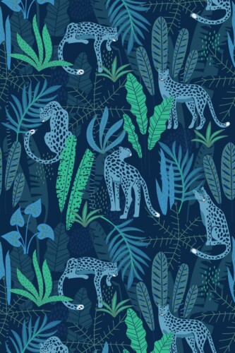 Pattern repeat of Midnight Leopard removable wallpaper design