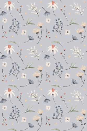 Pattern repeat of Midnight wildflower removable wallpaper design