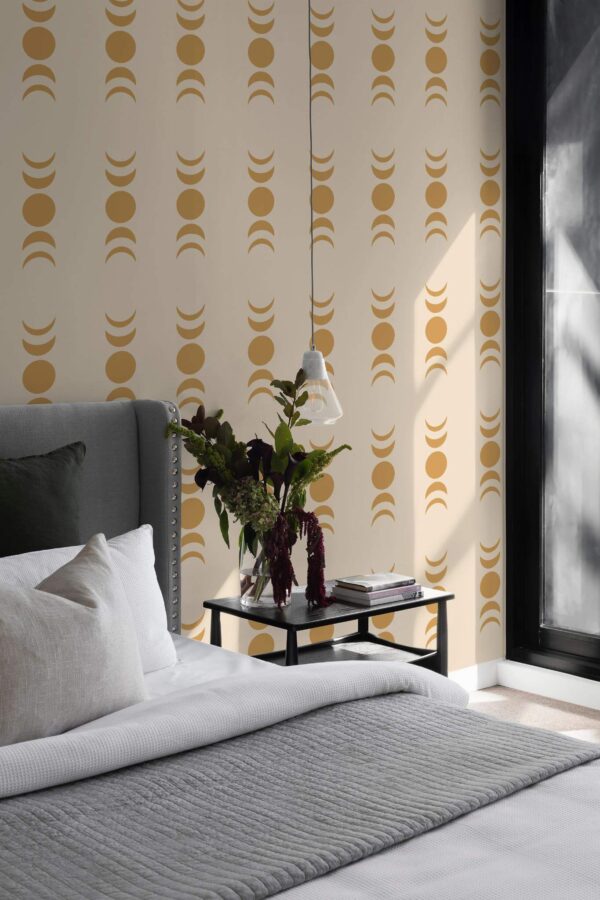 Scandinavian style bedroom decorated with Minimalist boho peel and stick wallpaper
