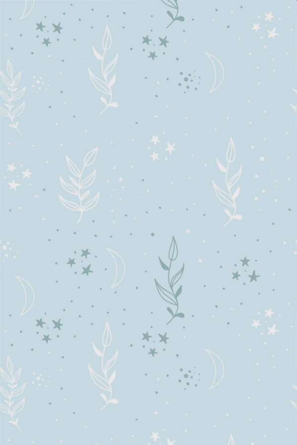 Pattern repeat of Minimalist delicate leaf removable wallpaper design