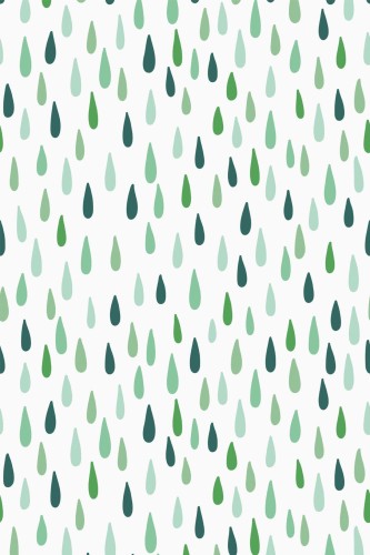Pattern repeat of Minimalist green drops removable wallpaper design